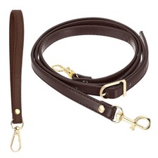 41-49 Inch Adjustable PU Leather Purse Strap with Wristlet, Dark Brown/Gold
