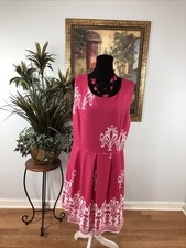 New York & Company Women’s  XL Sleeveless Fit & Flare Dress Boho Border Print