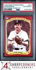 1986 FLEER STAR STICKERS BOX PANEL HAND CUT #S-2 WADE BOGGS POP 2 PSA AUTHENTIC