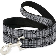 Dog Leash Plaid Curls Gray WIDE 1.5"