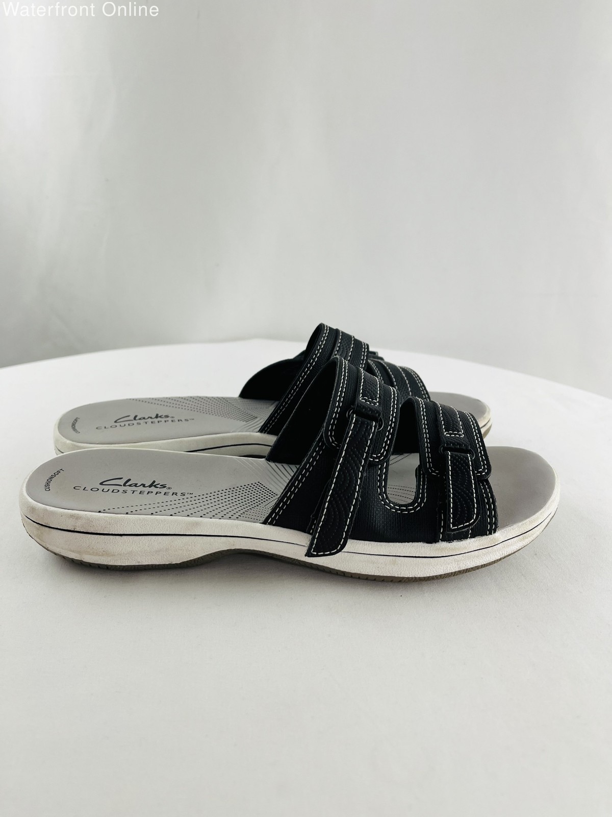 Clarks Cloud Steppers Black Solid Slip-On Sandal … - image 4