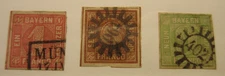BAVARIA, Scott: 4, 5, 6, THIN SPOTS, USED, Lot25, Cat $45