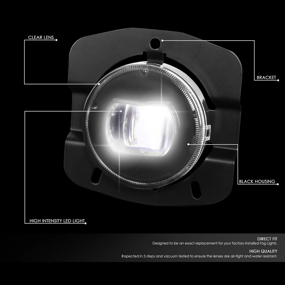 FOR 11-24 KENWORTH T680 FULL LED PROJECTOR FRONT BUMPER DRIVING FOG LIGHTS BLACK - Image 2 of 4