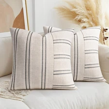20x20 Decorative Farmhouse Linen Throw Pillow Covers, Boho Textured Pillow Ca...