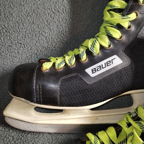 Vintage Bauer Ice Skates Size 8? Black Triumph 22 Hockey Blade Leather ICM - Picture 13 of 17