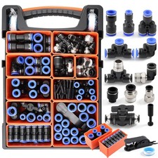 130PCS 1/4" 3/8" 1/2" NPT Push to Connect Fittings,Line Quick Connect Fitting...