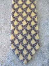 Vintage Italian Silk Tie Mens Yellow Silver Nordic Viking Chainmail Made in USA