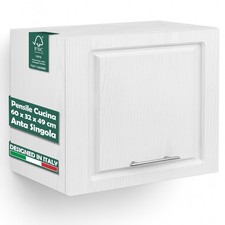 Pensile Cucina Ribaltabile Muro Armadio Sospeso Legno Boiserie Bianco Frassinato