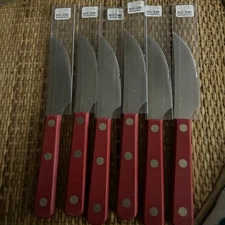 New Lamson Crate & Barrel Steak Knives 6 Steel Serrated 5” USA Made Retail $600