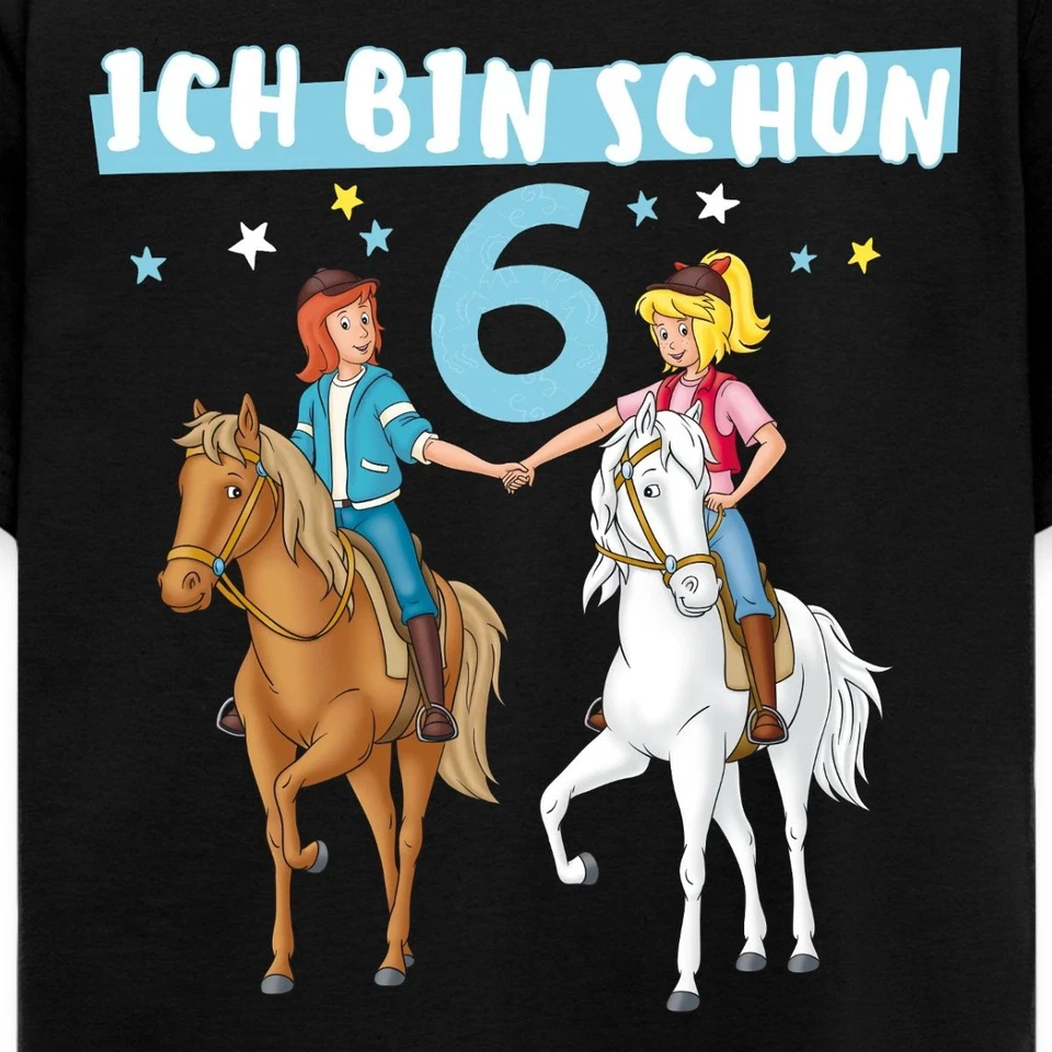Bibi & Tina Geburtstag Ich Bin Schon Sechs Kinder T-Shirt - Bild 2 von 4