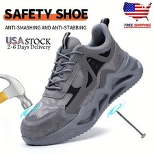 Mens Safety Work Shoes Steel Toe Sneakers Anti-smash Boots Indestructible Shoes