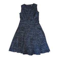 Tommy Hilfiger Sleeveless Fit Flare Textured Dress Navy Blue Womens Size Medium
