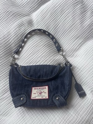 Vintage True Religion blue denim shoulder bag with silver hardware New no labels