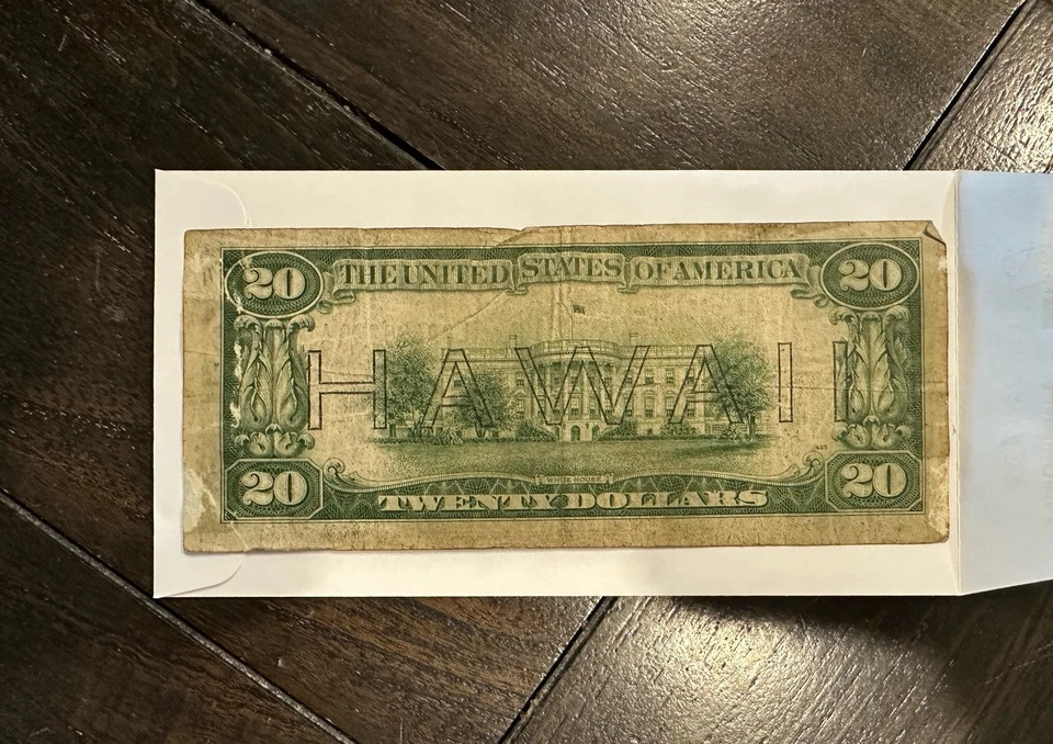 1934 $20 Hawaii Emergency Issue Twenty Dollar Bill USA Note Currency - Image 2 of 2