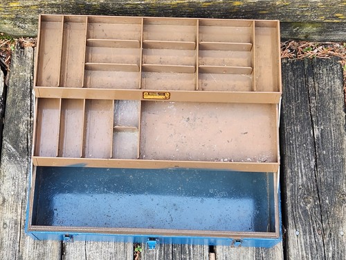 Fishing Tackle Toolbox Kennedy Kits T-18 Vintage 18x8x7 Two Trays 10 Lbs USA Vtg - Picture 5 of 24