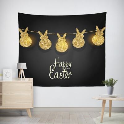 Easter Bunny Lanterns 3D Wall Hang Cloth Tapestry Fabric Decorations Decor