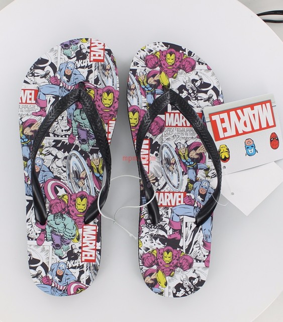 New Women's Marvel Comics Flip Flops The Avengers Black Size 6 eBay