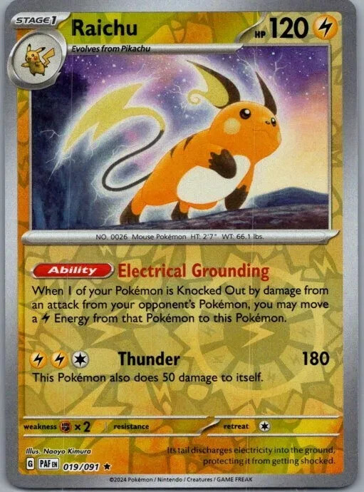Raichu SV: Paldean Fates 019/091 Near Mint NM Reverse Holo