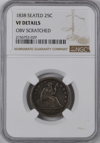 1838 Liberty Seated Silver Half Dollar 50C / NGC / VF Details