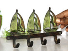 1930's Vintage Brass Boat Shape Key Hanger With 4-Hooks Coat hanger