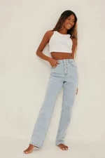 NA-KD Womens High Waist Straight Jeans Light Blue Size 18 BRAND NEW