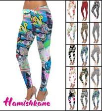 Womens Printed Sports Leggings Ladies Stretchy Full Length Skinny Summer Pants