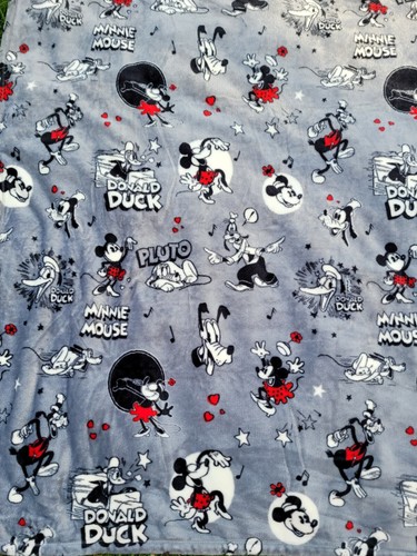 Big One Plush Mickey Friends Retro Donald Goofy Throw Blanket Disney Gray Grey - Picture 2 of 12