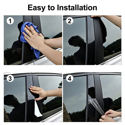 For Ford Ranger 2019-2023 6Pcs Glossy Black Window Door Pillar Posts Covers Trim - Picture 11 of 11