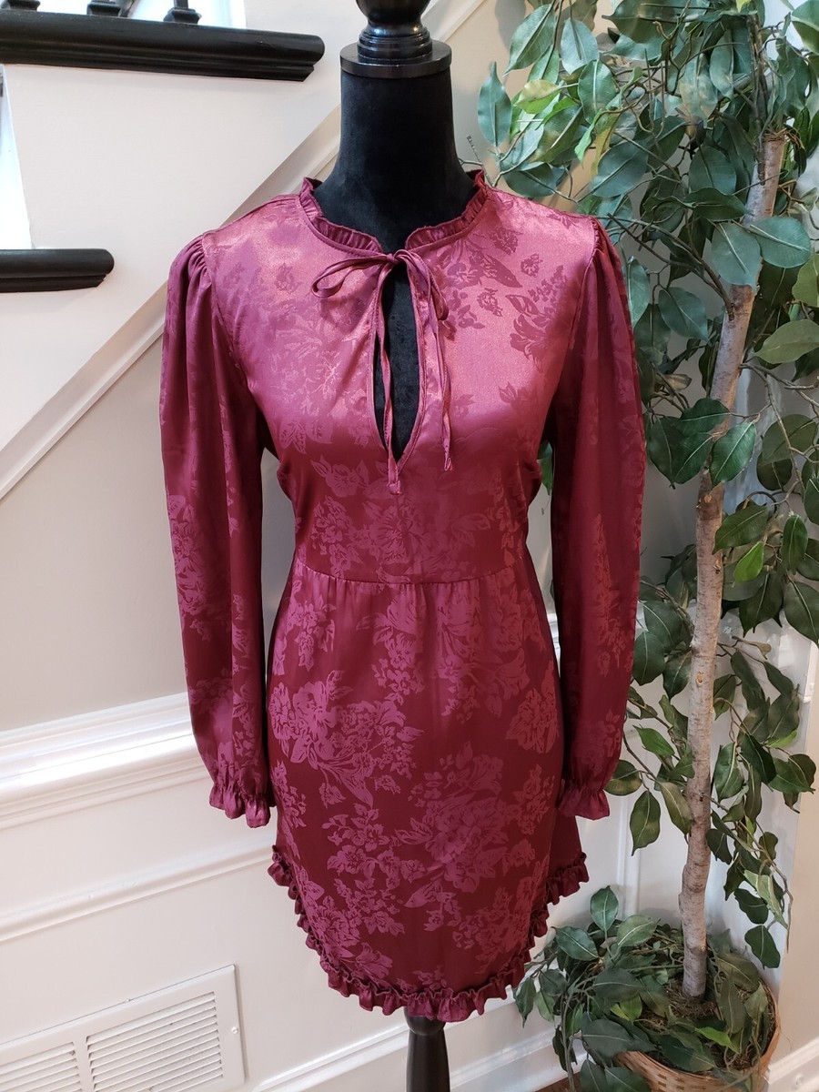 speechless burgundy dress Womens Floral Drawstring Long Sleeve Knee Length Large Ebay Kids' clothing size:XL Woman Bridal robes Blush Gold Wrap Maxi and you