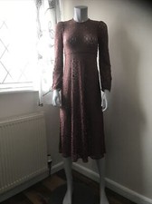 ZARA WOMAN Brown Midi Lace Dress Size S
