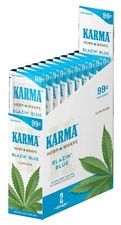 BOX of 25 PACKS of Zig-Zag KARMA "BLAZIN BLUE" HERBAL WRAPS/ 2 per pk/ 50 total 