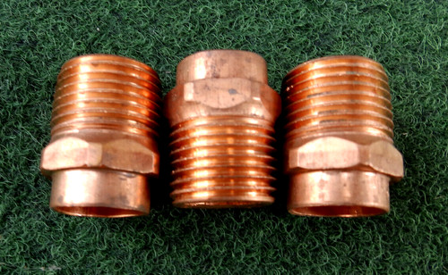 Lot Of Three EPC 1/2"  C x 1/2" MNPT Copper Male Adapter Fittings
