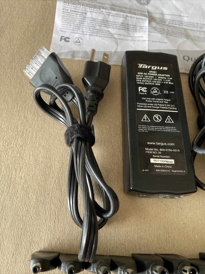 TARGUS APA01 UNIVERSAL 90W AC POWER ADAPTER LAPTOP NOTEBOOK CHARGER TIPS - Image 4 of 4