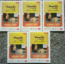 3M POST-IT Picture Paper 4"x6" 50 Sheets Matte Non-Glare Print Peel Stick USA **