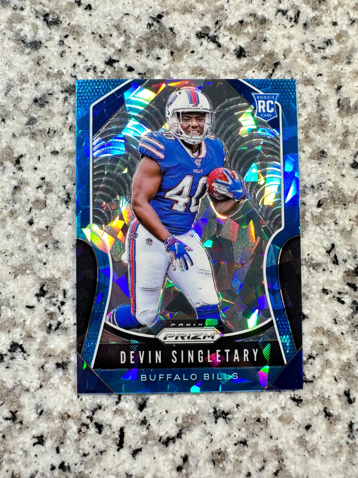 2019 Panini Prizm #335 DEVIN SINGLETARY Blue Ice Rookie /99 Bills RC SP