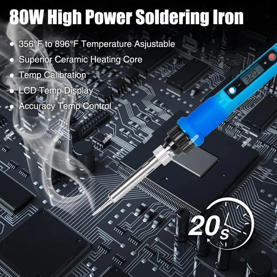 Kit de ferro de solda elétrico digital 80W ferramenta de solda ajustável Tempe pistola de solda - Imagem 2 de 4