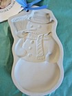 1989 Hill Design SNOWMAN w Broom  Brown Bag Cookie & Craft Mold Clay Stoneware   — photo 1