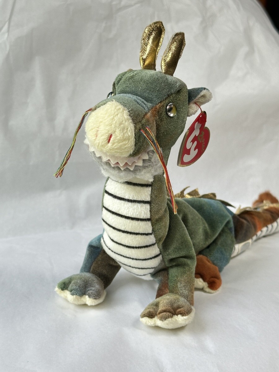 Ty Beanie Baby Zodiac Green Gold DRAGON 2000 House of the Dragon