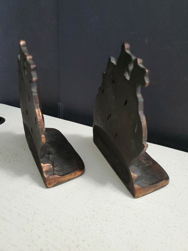 Vintage Italian Verona Style Heavy Cast Iron Sailing Schooner Ship Bookends - Picture 9 of 12