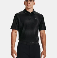 Mens UA Under Armour Muscle Golf Polo Shirt Top Playoff Stripe Athletic Tee New