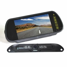 License Plate Backup Camera System with Clip-on Mirror Monitor for Car Truck RV