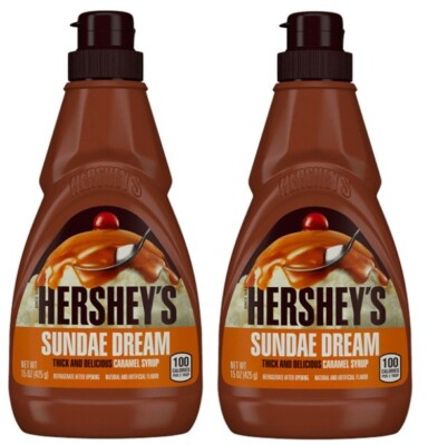 Hershey's Sundae Dream Caramel Syrup Ice Cream Topping Dessert 15 oz (2 Bottles)