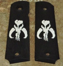 1911 Grips - BOBA FETT MANDALORIAN - BLACK/WHITE -.45, AMBI, FULL SIZE, CUSTOM