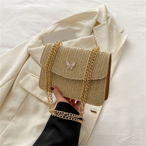 Handmade Braid Shoulder Messenger Bag Rattan Handbags Tote Bags for Vacation - Picture 10 of 15