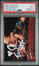 TRISH STRATUS 2001 FLEER WWF RAW IS WAR SIGNED ROOKIE CARD - PSA 10 AUTO