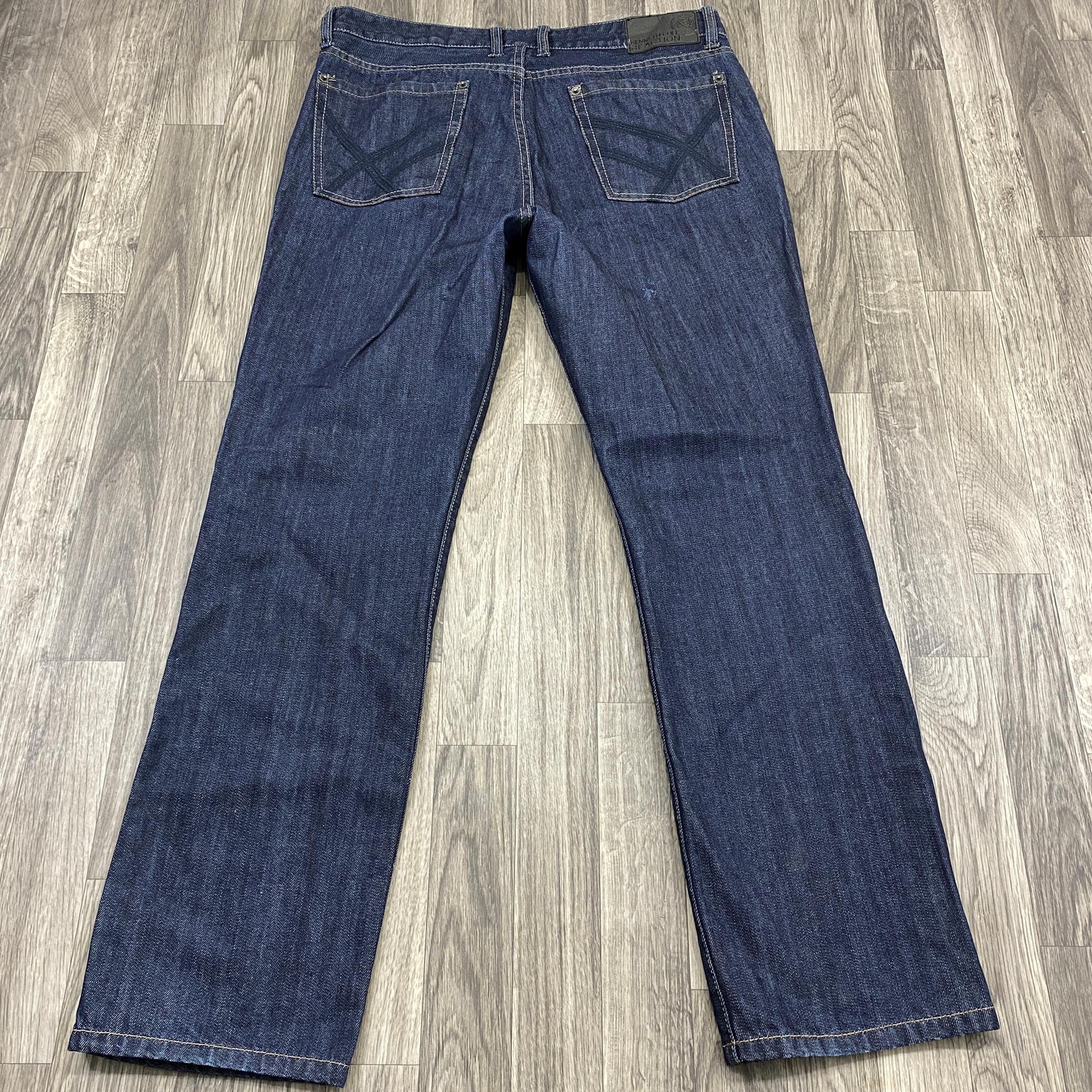 KENNETH HOLE Slim Straight Mid Rise Dark Wash Blue Denim Jeans Mens Size 34 / 30