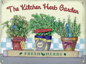 Funny Retro Metal Plaque sign/advert Kitchen Garden Fresh Herbs