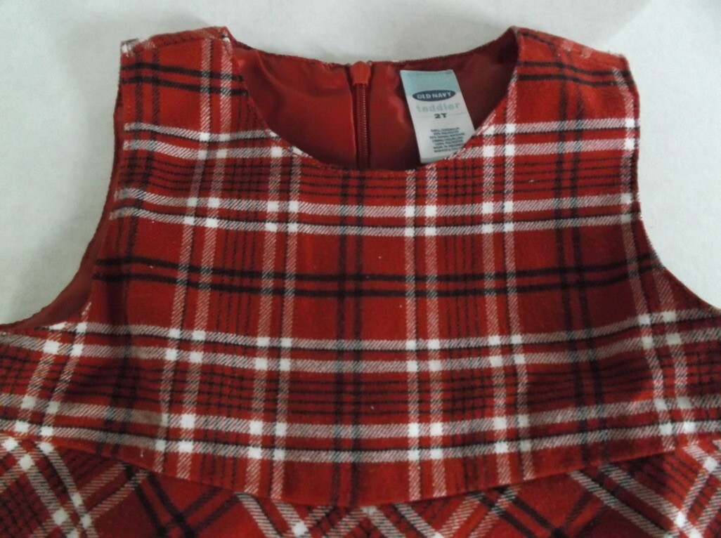 old navy plaid red dress Fit & Flare Ruffle-Trim Plaid Seersucker Dress for Toddler Girls