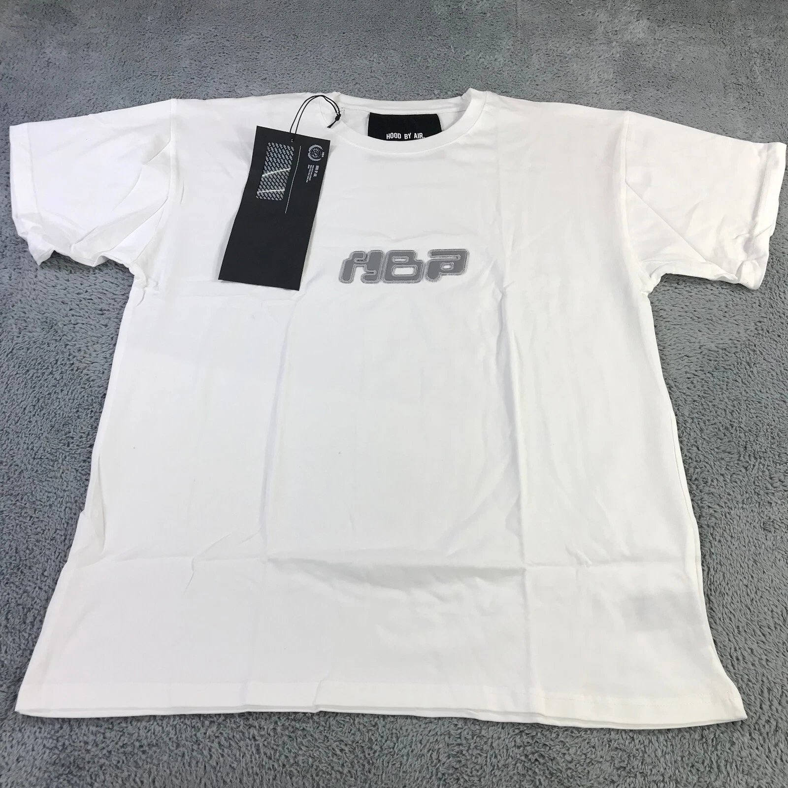 HBA (HOOD BY AIR) HBA Camicia Uomo Extra Large Bianco Spell Out Cappuccio By Air Tee Bianco Grigio