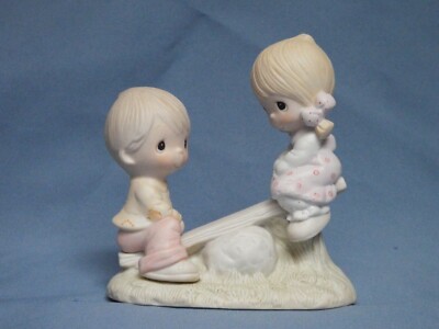 LOVE LIFTED ME - Original   21'' - BOY & GIRL ON TEETER TOTTER - PRECIOUS MOMENTS